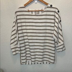 PerSeption Concept Beige and White Striped Blouse